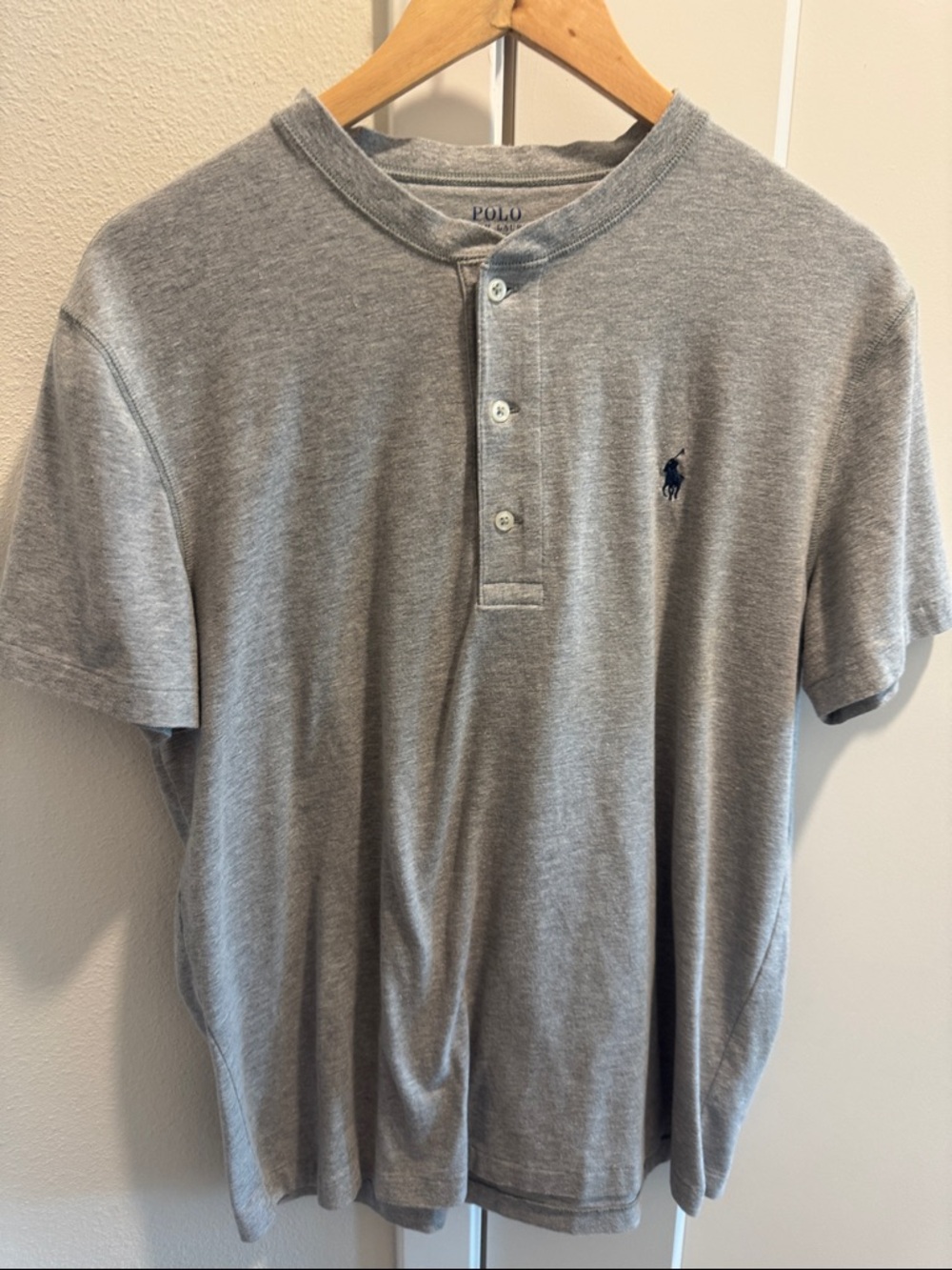 Polo by Ralph Lauren Men's Light Gray Henley Polo Shirt